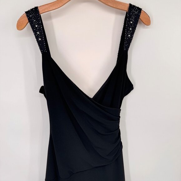 Laundry Shelli Segal Black Sleeveless Dress Sequin Straps size 10 new - Picture 9 of 15